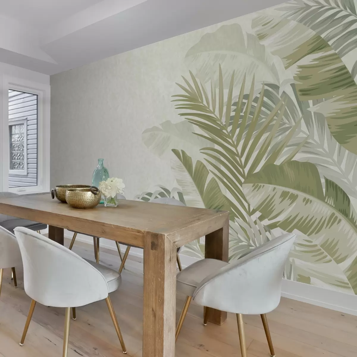 Murales de pared Hojas de palmera verdes w02391 murales de pared Hojas de palmera verdes w02391