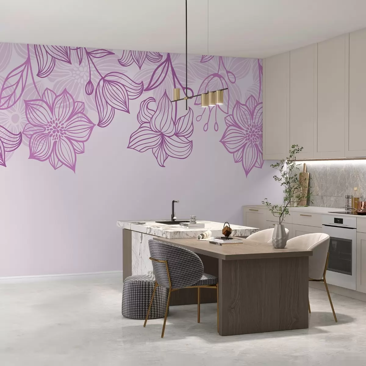 Murales de pared Flores pintadas desde arriba w02395 murales de pared Flores pintadas desde arriba w02395