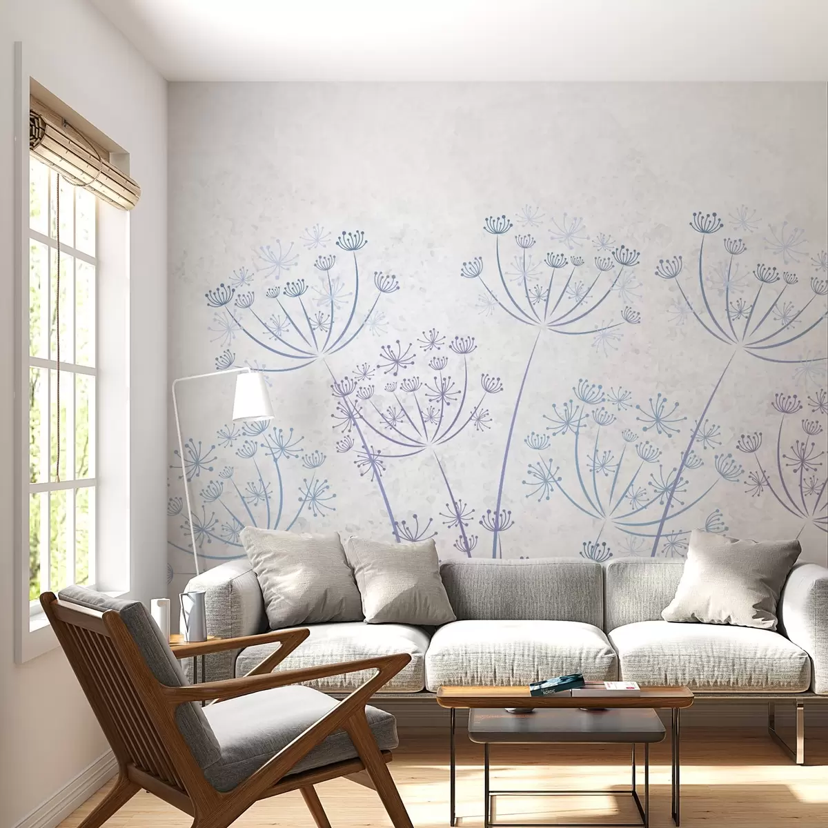 Murales de pared Dientes de león sobre un fondo gris w02396 murales de pared Dientes de león sobre un fondo gris w02396