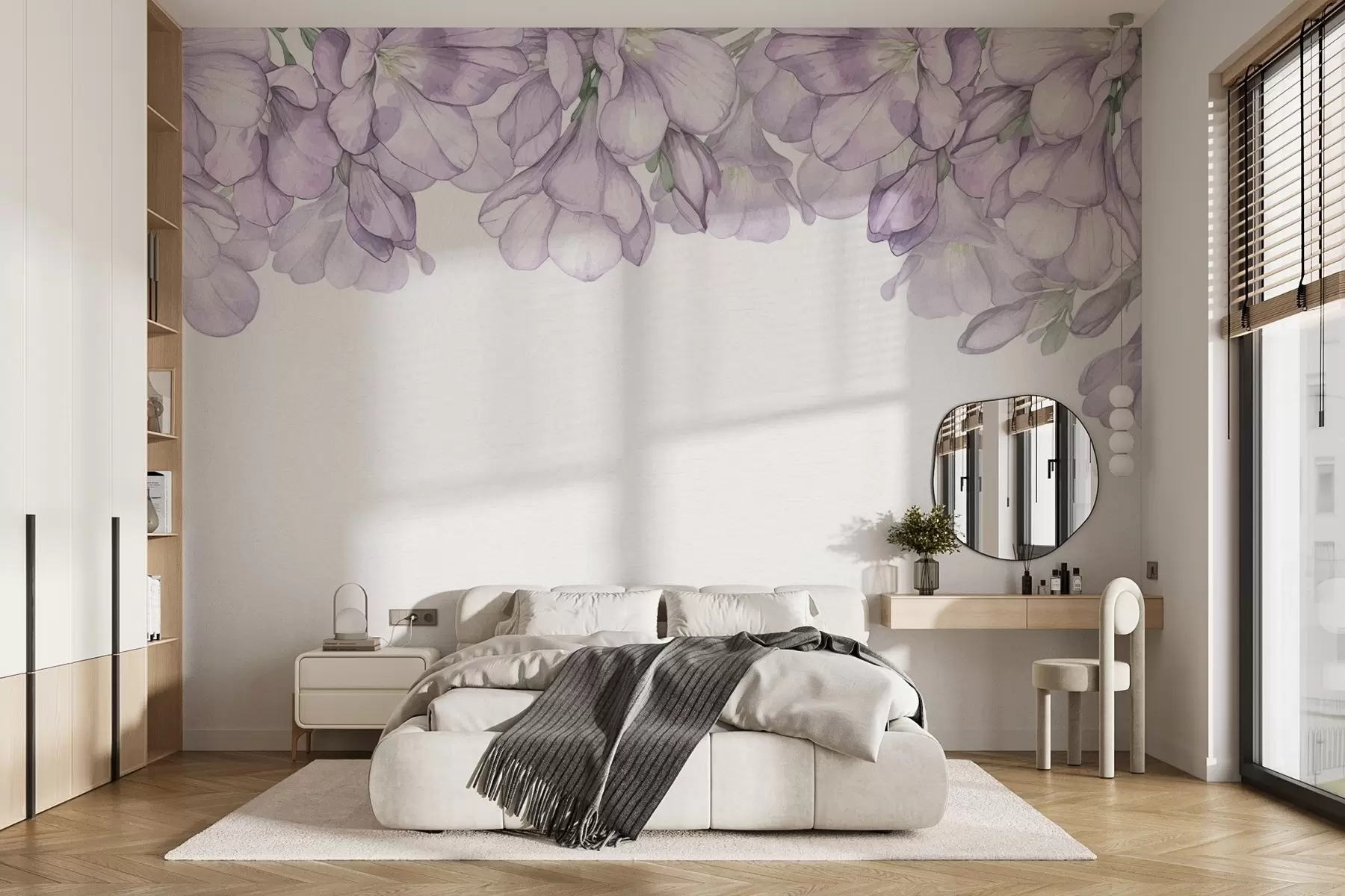 murales de pared Delicadas flores moradas desde arriba w02400