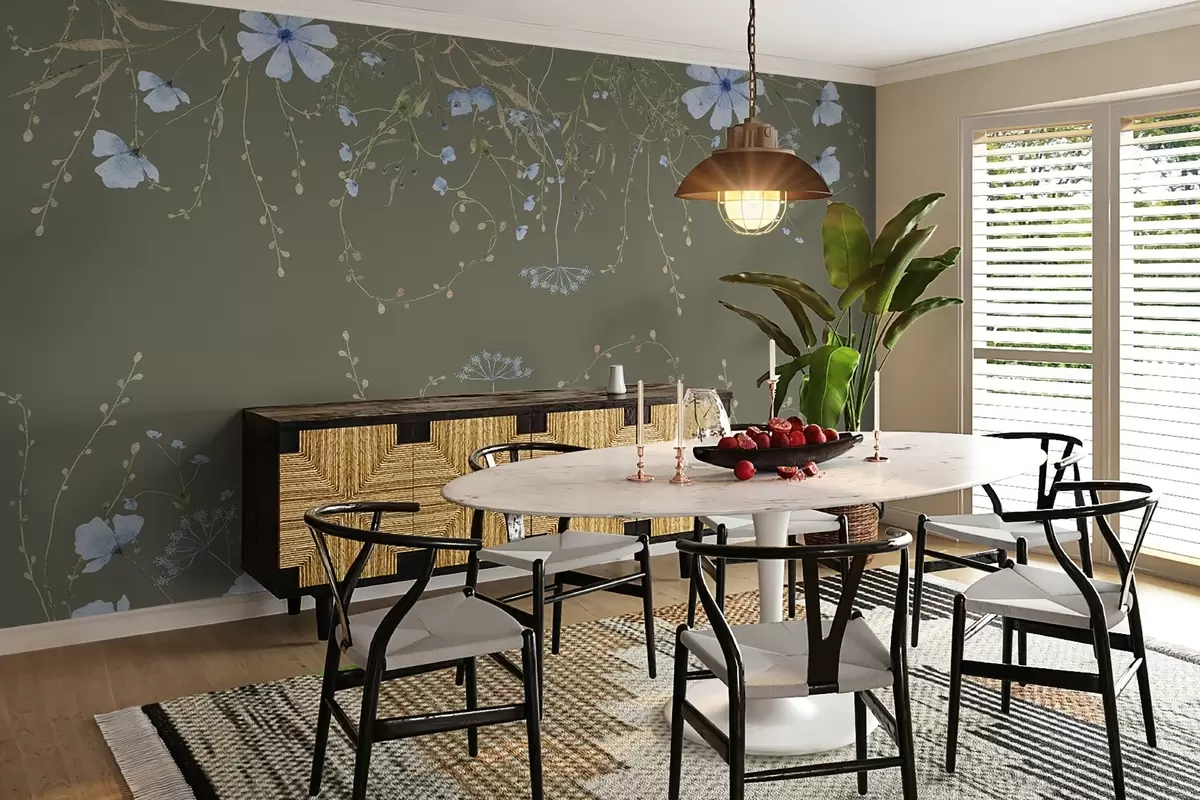 Murales de pared delicadas flores silvestres sobre fondo oscuro  w02348v1 murales de pared delicadas flores silvestres sobre fondo oscuro  w02348v1