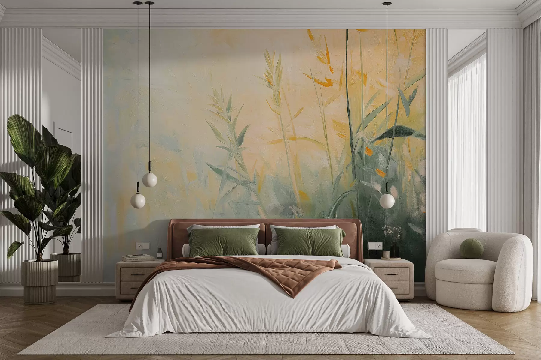 murales de pared Caña abstracta al estilo de la pintura acrílica w08457