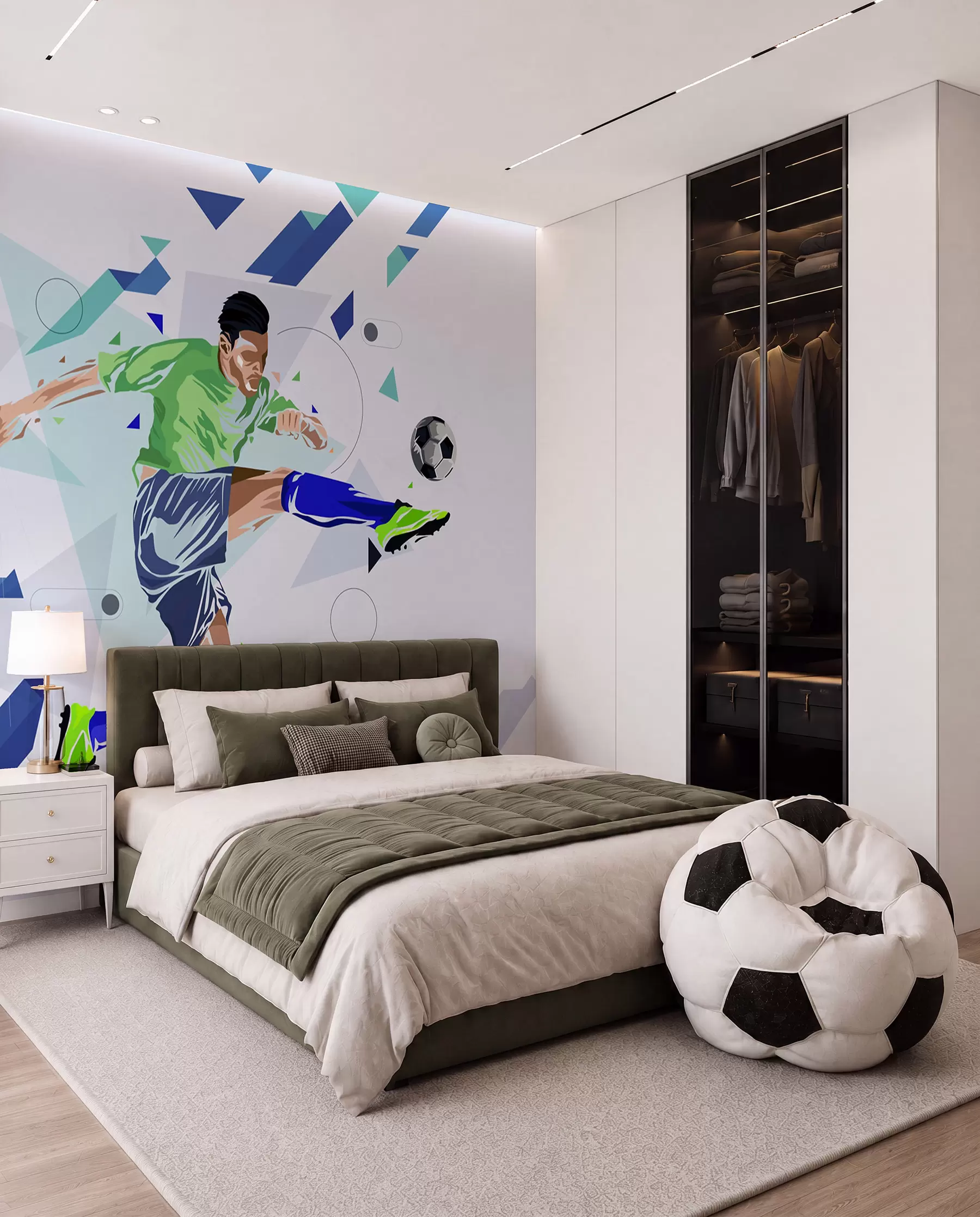 murales de pared Disparo de fútbol en vuelo w02401
