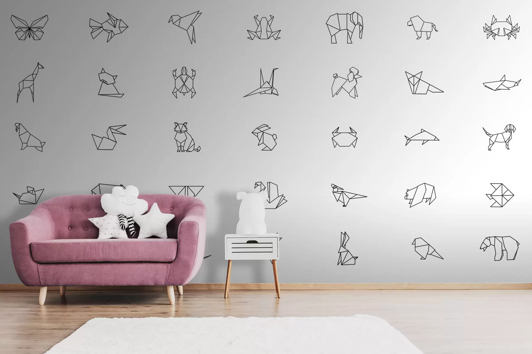 murales de pared Animales de origami w02373