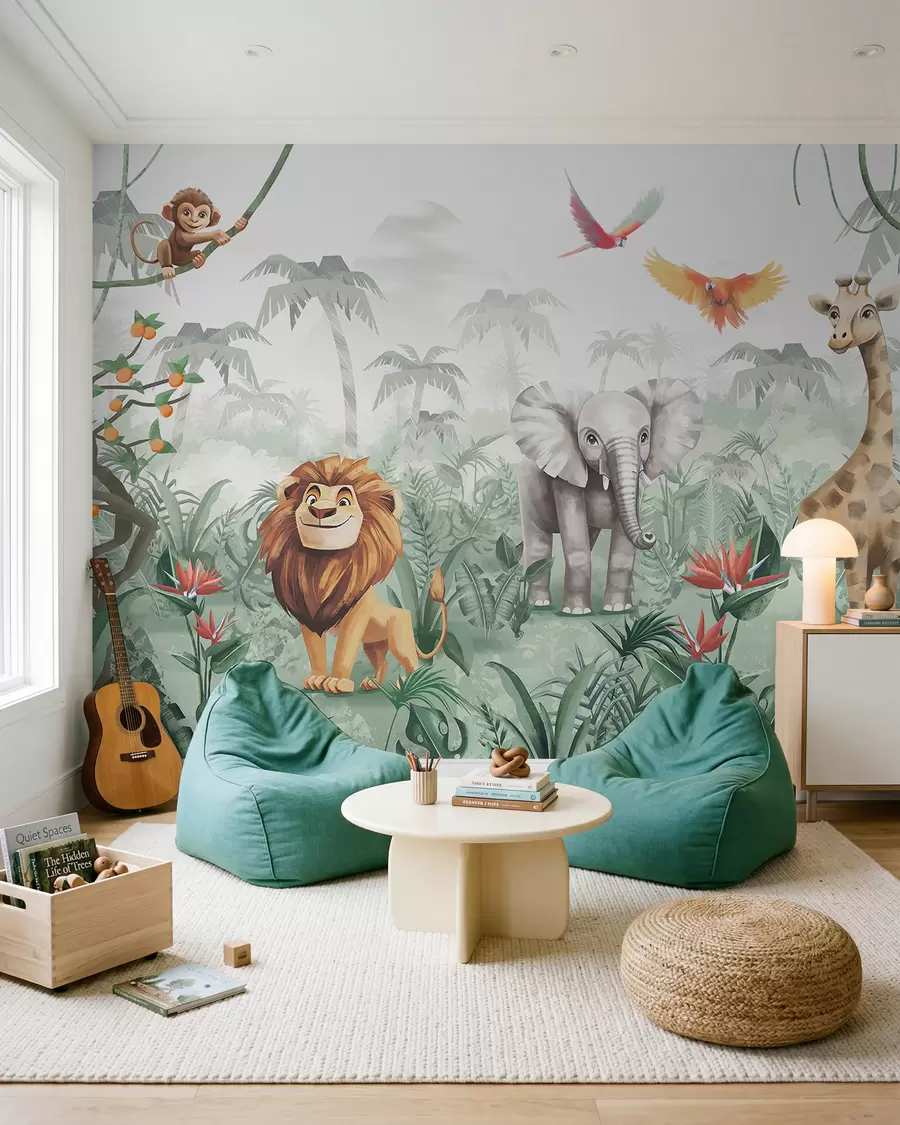 murales de pared Safari entre palmeras w02440