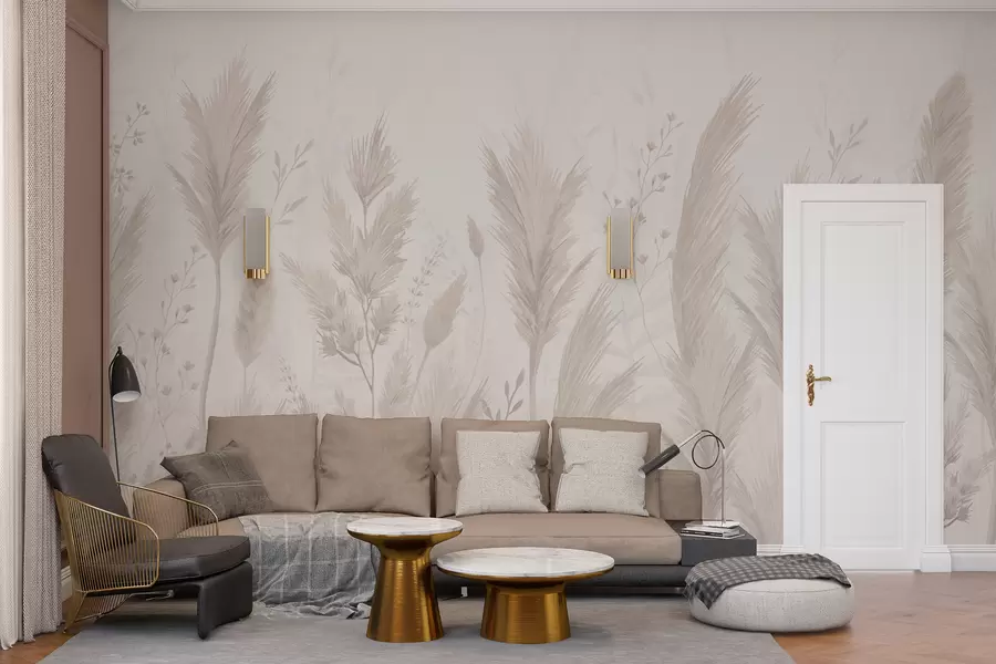 Murales de pared Delicadas flores silvestres y espiguillas en suaves colores pastel w02446 murales de pared Delicadas flores silvestres y espiguillas en suaves colores pastel w02446
