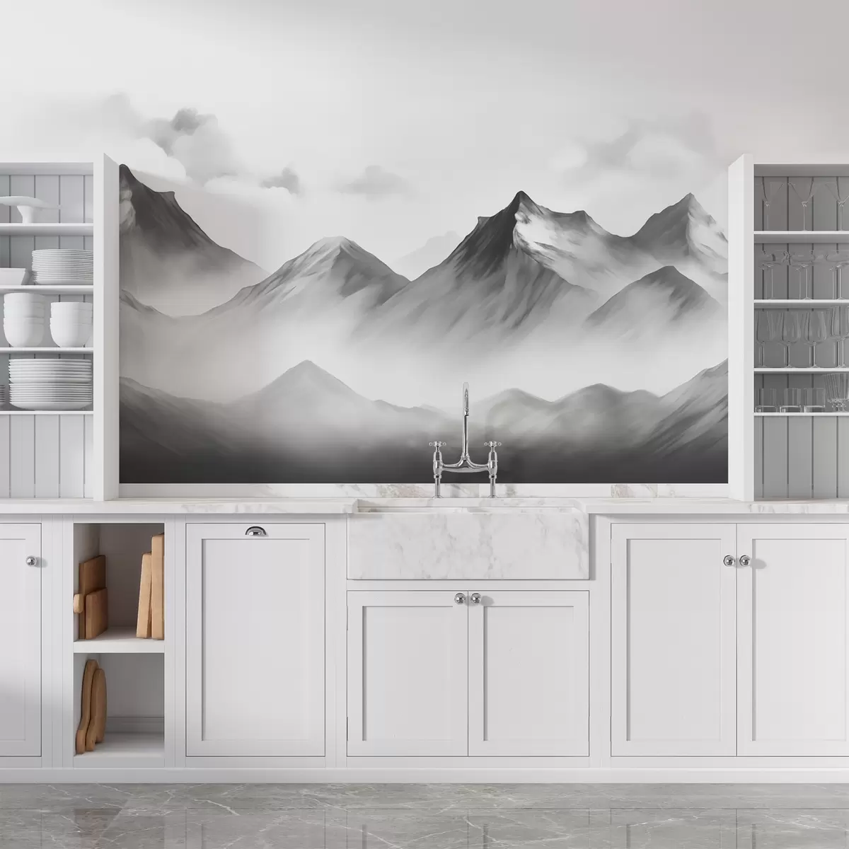 Murales de pared Niebla de montaña w02309 murales de pared Niebla de montaña w02309