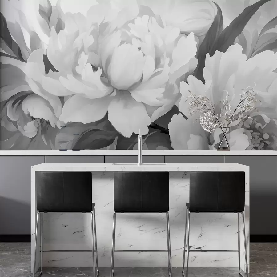 Murales de pared Peonías en monocromo w02416 murales de pared Peonías en monocromo w02416