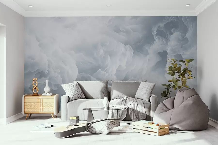 Murales de pared Aireadas nubes blancas y azules flotando en el cielo w08495 murales de pared Aireadas nubes blancas y azules flotando en el cielo w08495