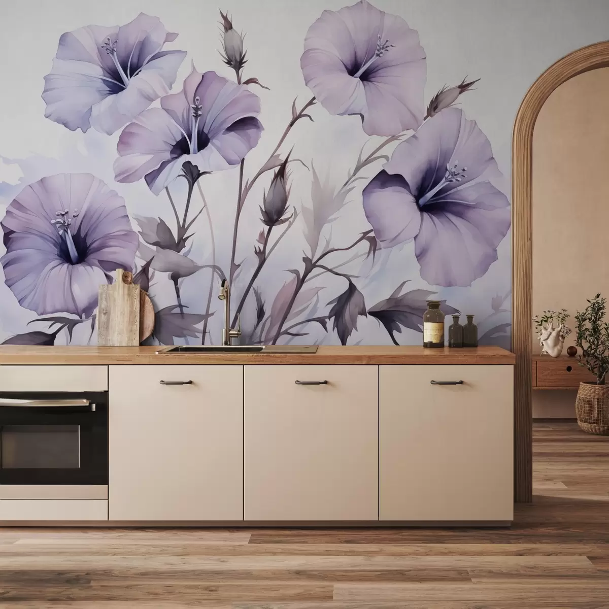 Murales de pared Flores de petunia imitación acuarela w02466 murales de pared Flores de petunia imitación acuarela w02466