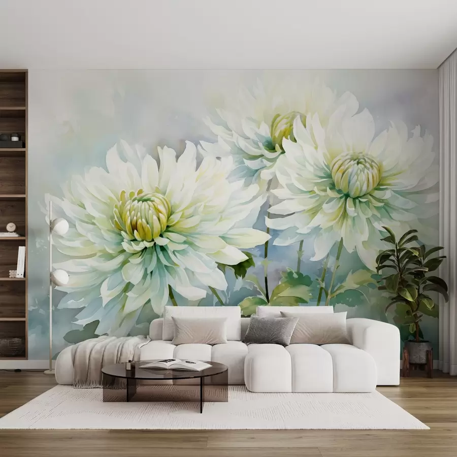 Murales de pared Crisantemos imitación acuarela w02468 murales de pared Crisantemos imitación acuarela w02468
