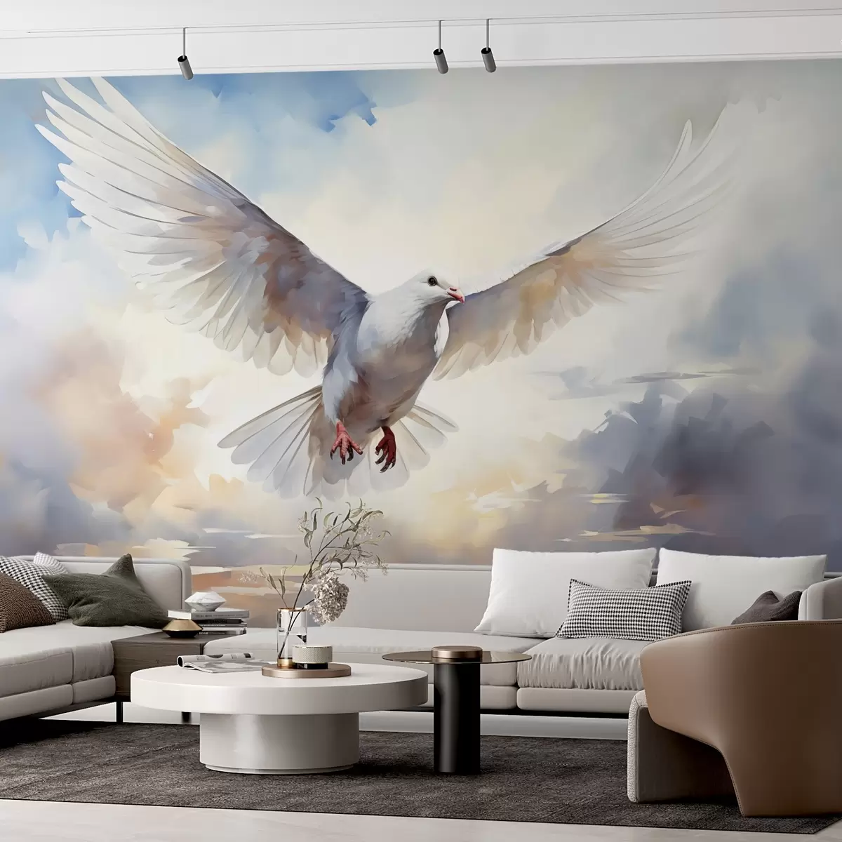 Murales de pared Pintura de imitación de paloma blanca en el cielo w02472 murales de pared Pintura de imitación de paloma blanca en el cielo w02472