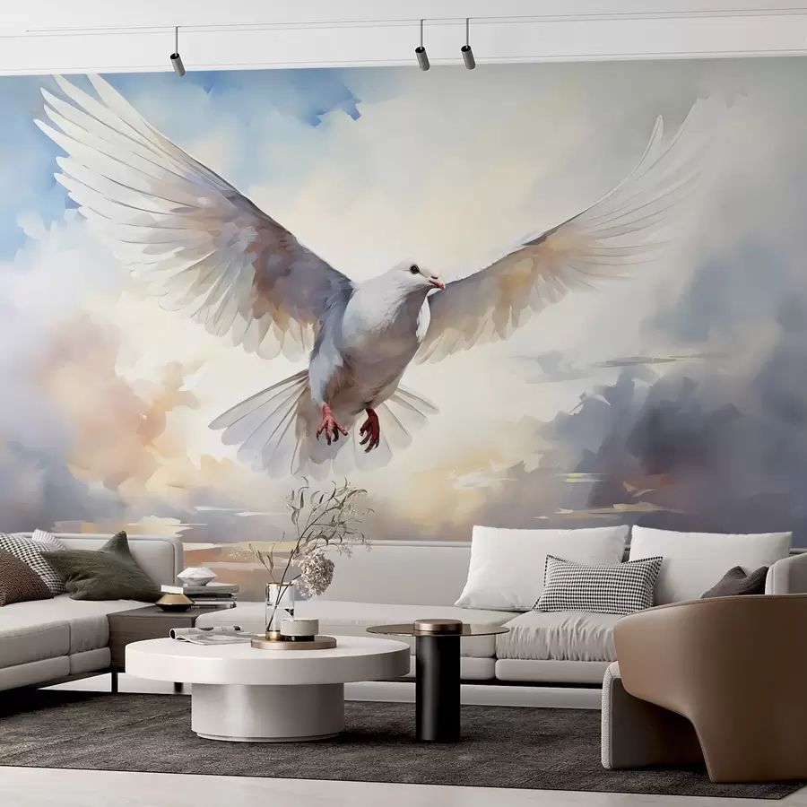 Murales de pared Pintura de imitación de paloma blanca en el cielo w02472 murales de pared Pintura de imitación de paloma blanca en el cielo w02472