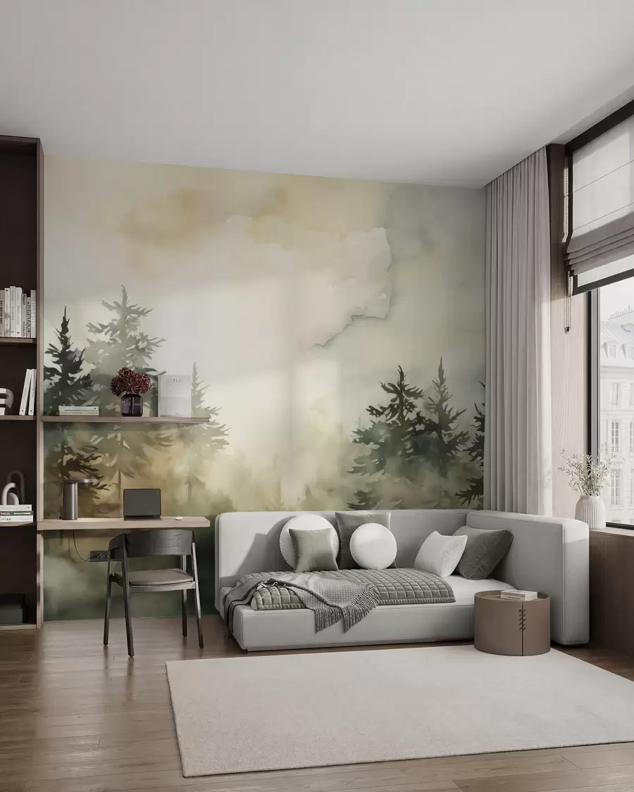 murales de pared Bosque imitación pintura acuarela w02473