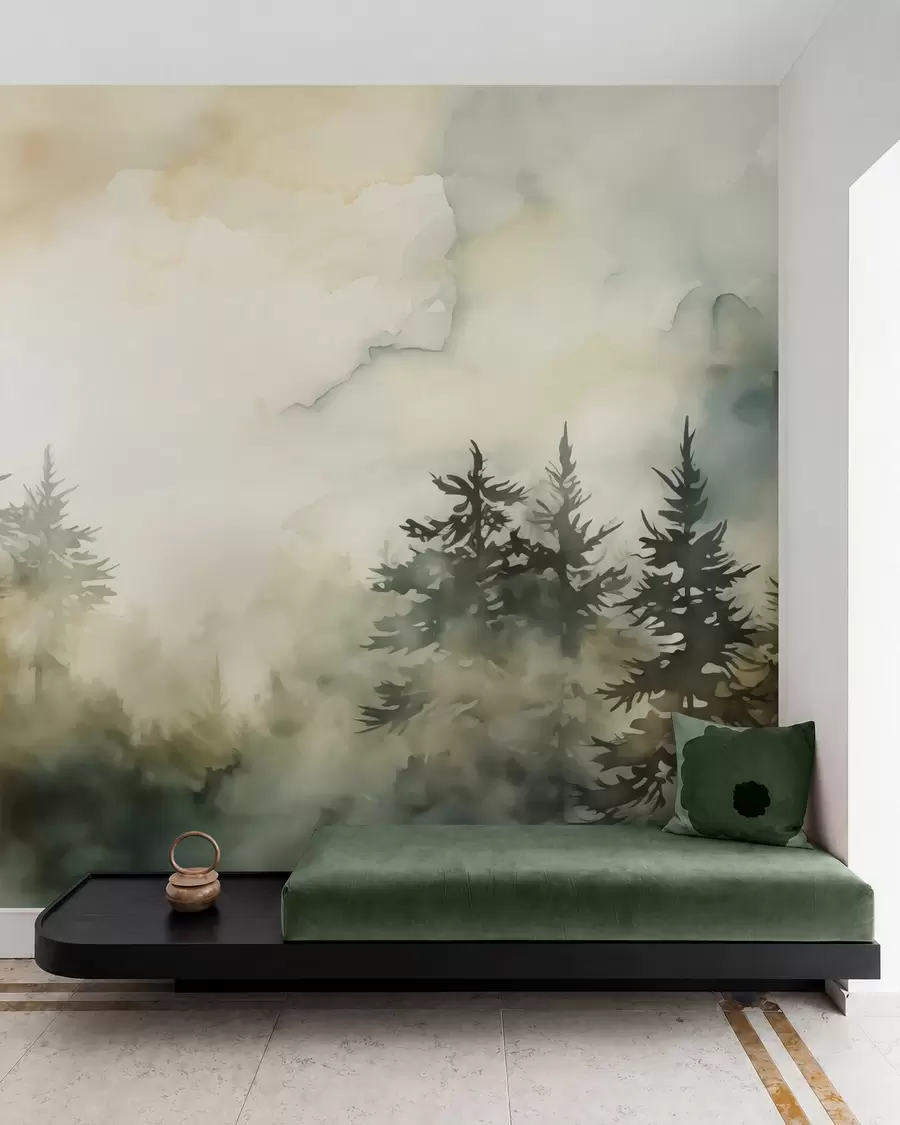 murales de pared Bosque imitación pintura acuarela w02473