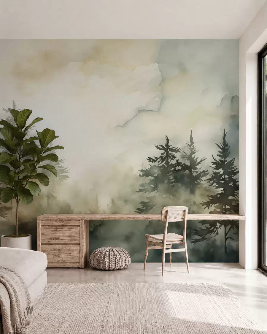 murales de pared Bosque imitación pintura acuarela w02473