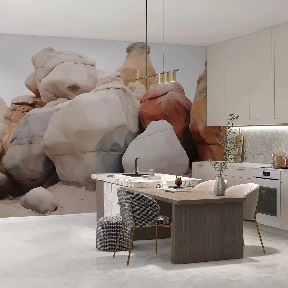 Murales de pared Piedras grandes sobre arena imitación acuarela w02500 murales de pared Piedras grandes sobre arena imitación acuarela w02500