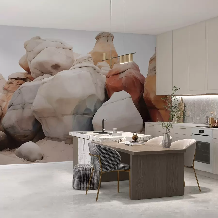 Murales de pared Piedras grandes sobre arena imitación acuarela w02500 murales de pared Piedras grandes sobre arena imitación acuarela w02500