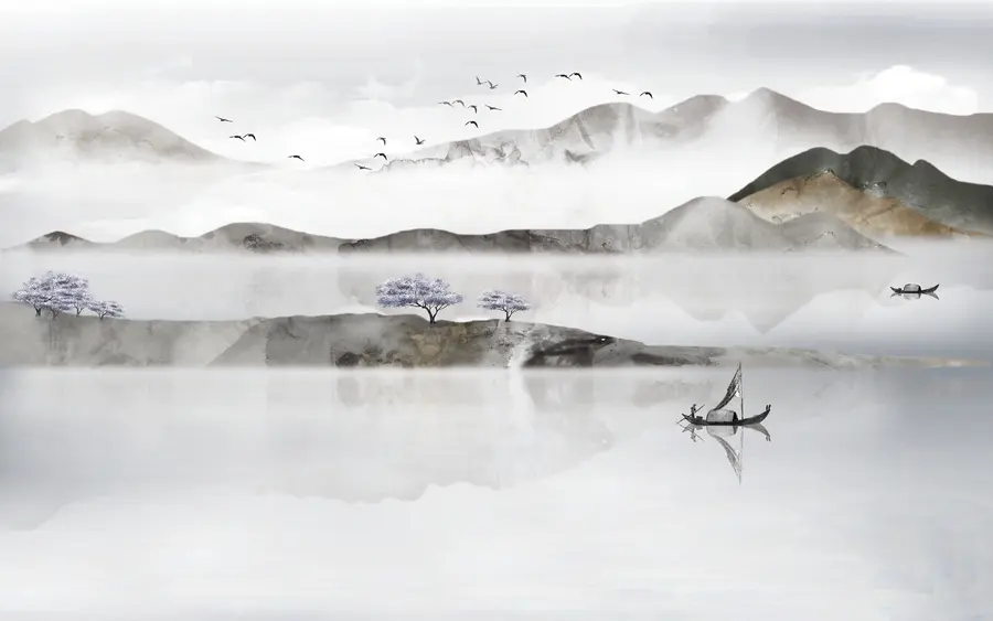 murales de pared Agua, cielo y montaña u46157