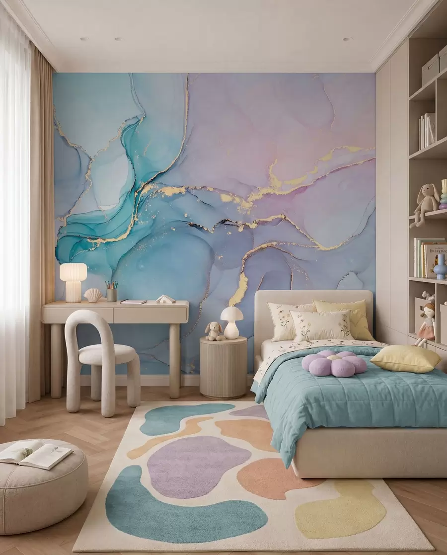 murales de pared Vetas azules y rosas u49408