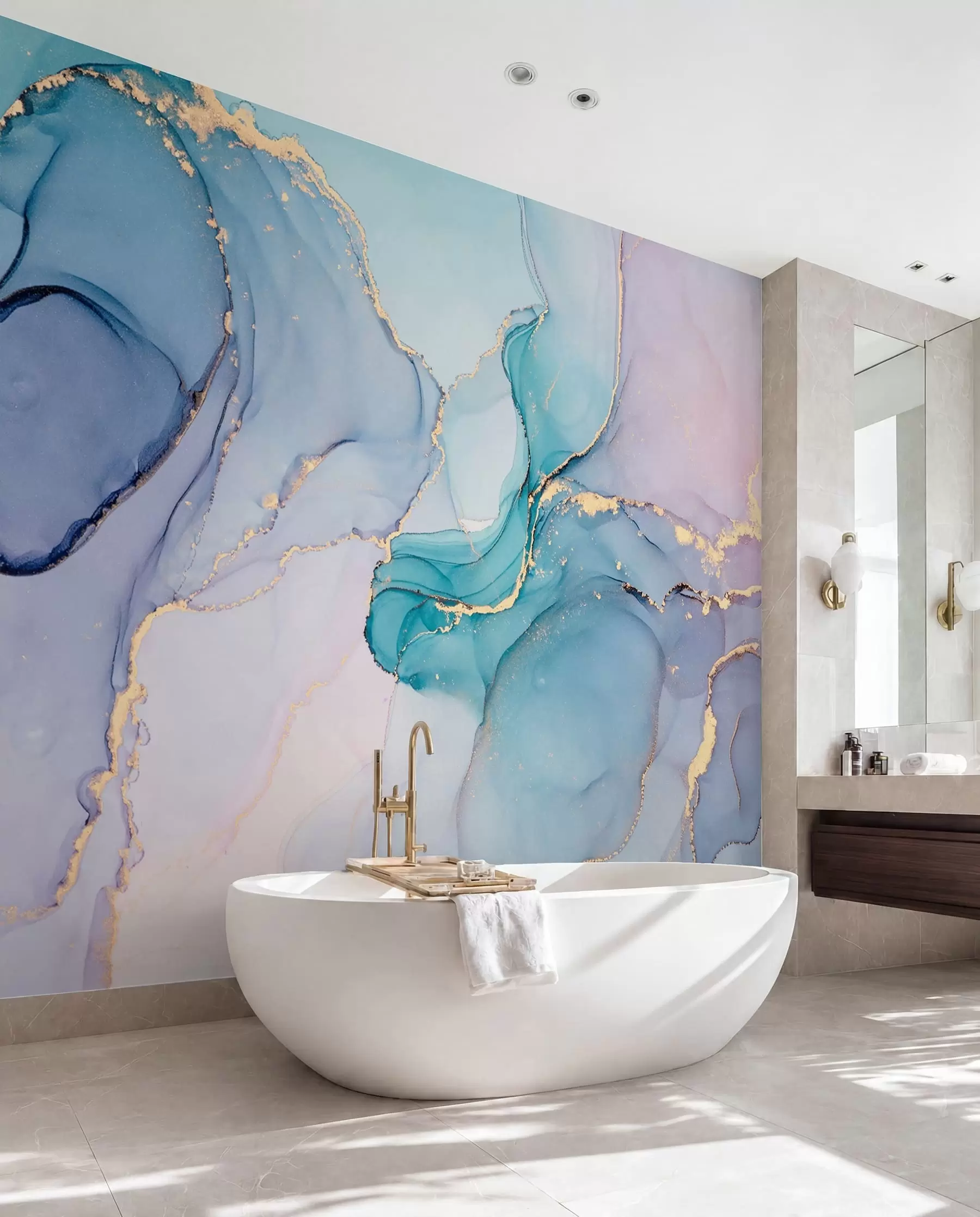 murales de pared Vetas azules y rosas u49408