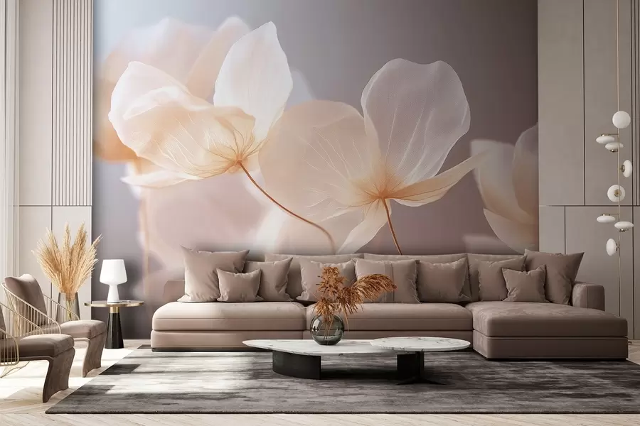 Murales de pared Pétalos de loto, una delicada composición con fondo rosa w08500v1 murales de pared Pétalos de loto, una delicada composición con fondo rosa w08500v1