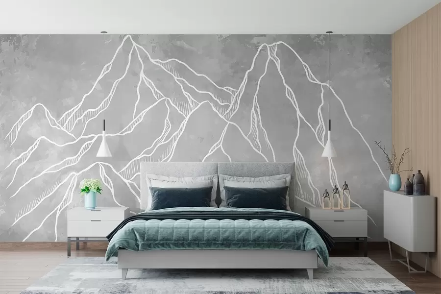 murales de pared Representación esquemática de los picos de las montañas w02524