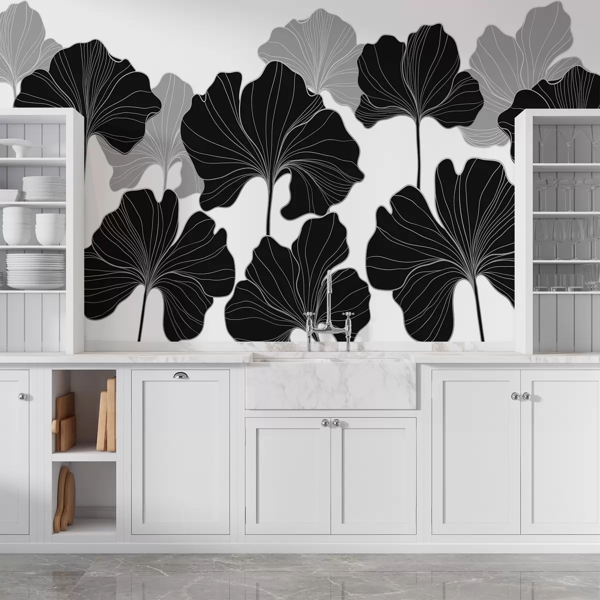 Murales de pared Contornos de hojas estilizados w02525v1 murales de pared Contornos de hojas estilizados w02525v1
