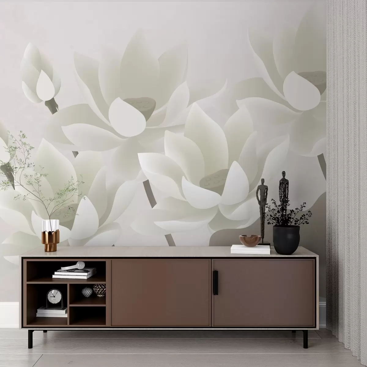 Murales de pared lotos grandes beige w02563v2 murales de pared lotos grandes beige w02563v2