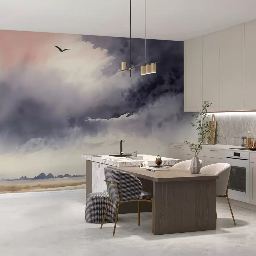 Murales de pared Cielo tormentoso sobre el campo imitación acuarela w02581 murales de pared Cielo tormentoso sobre el campo imitación acuarela w02581