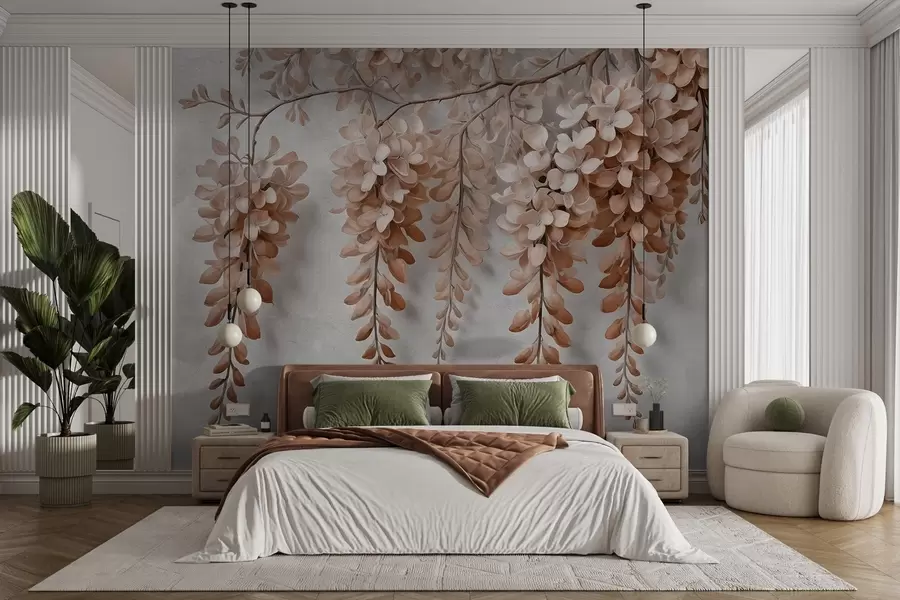 murales de pared Exuberante ramo de flores en una pared en estilo acuarela w02611v1