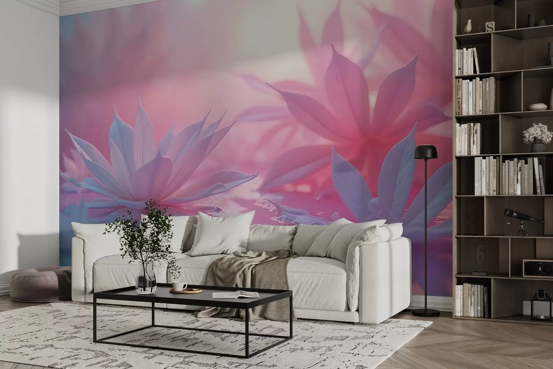 murales de pared Pétalos de flores voluminosos w02617
