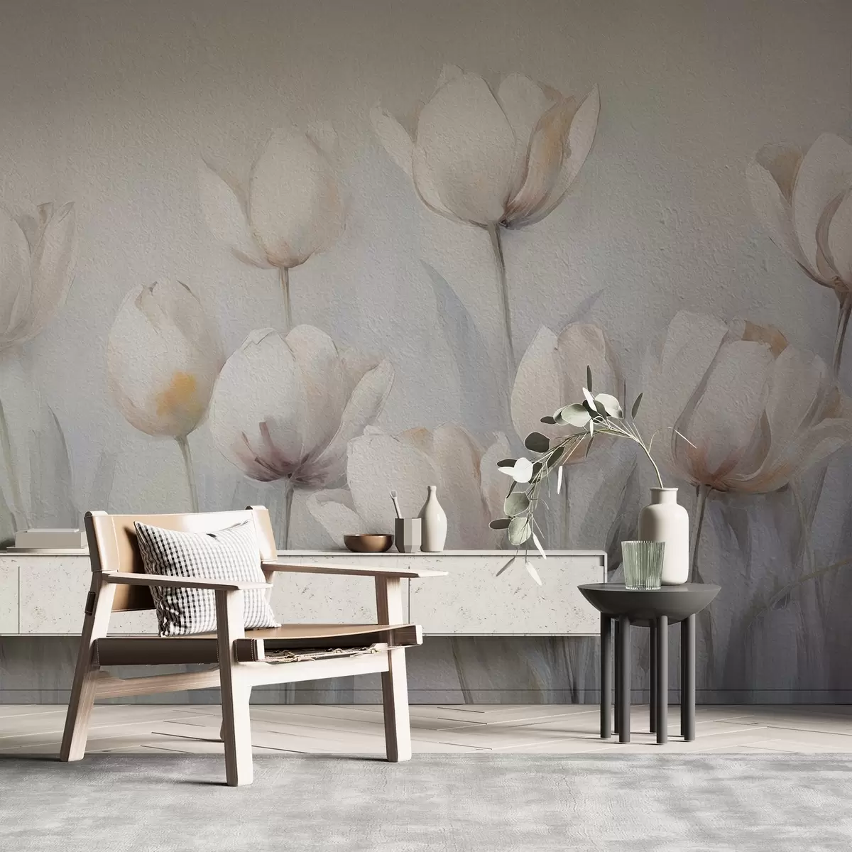 murales de pared Tulipanes en estilo grunge w02618