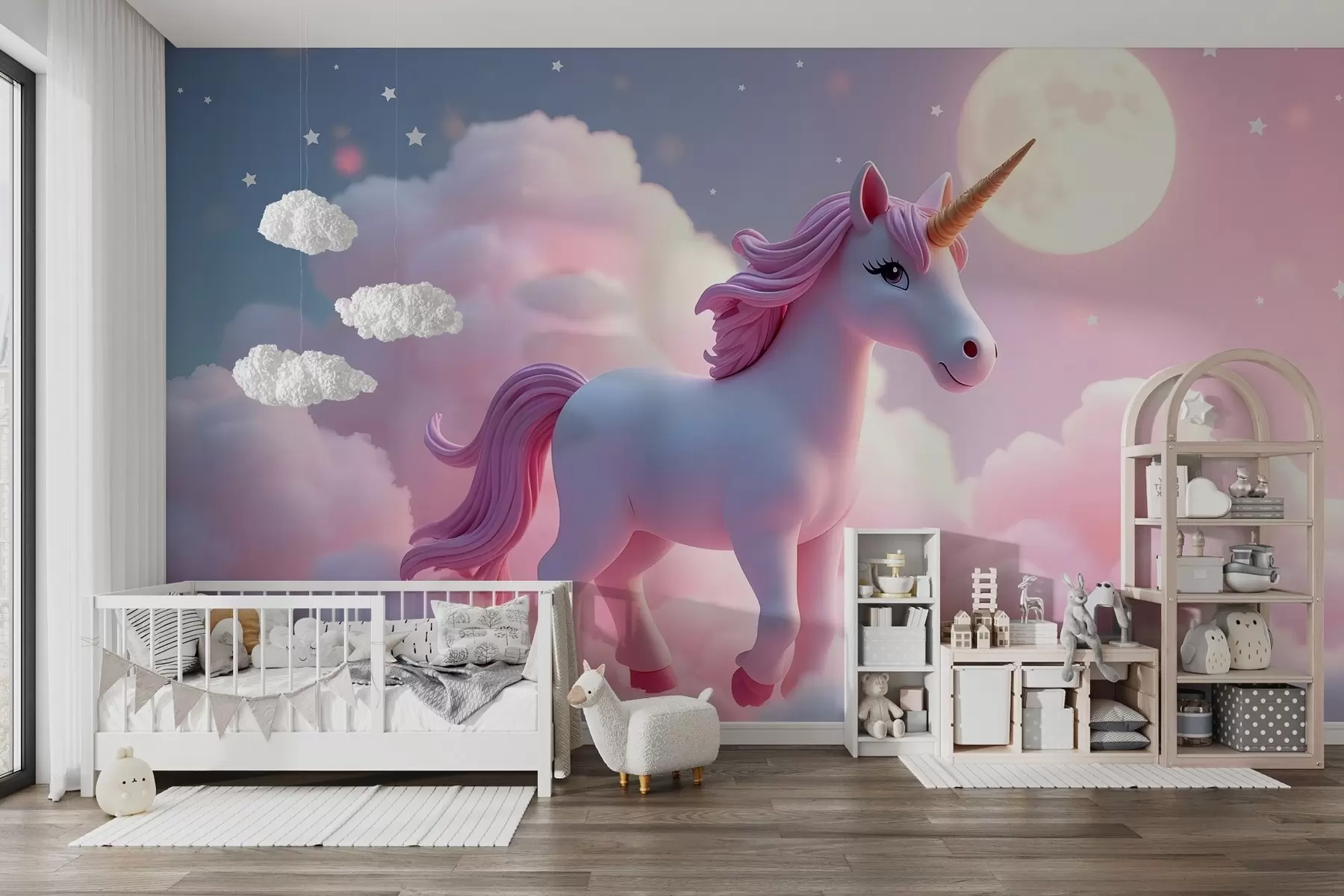 murales de pared Unicornio en las nubes w02620
