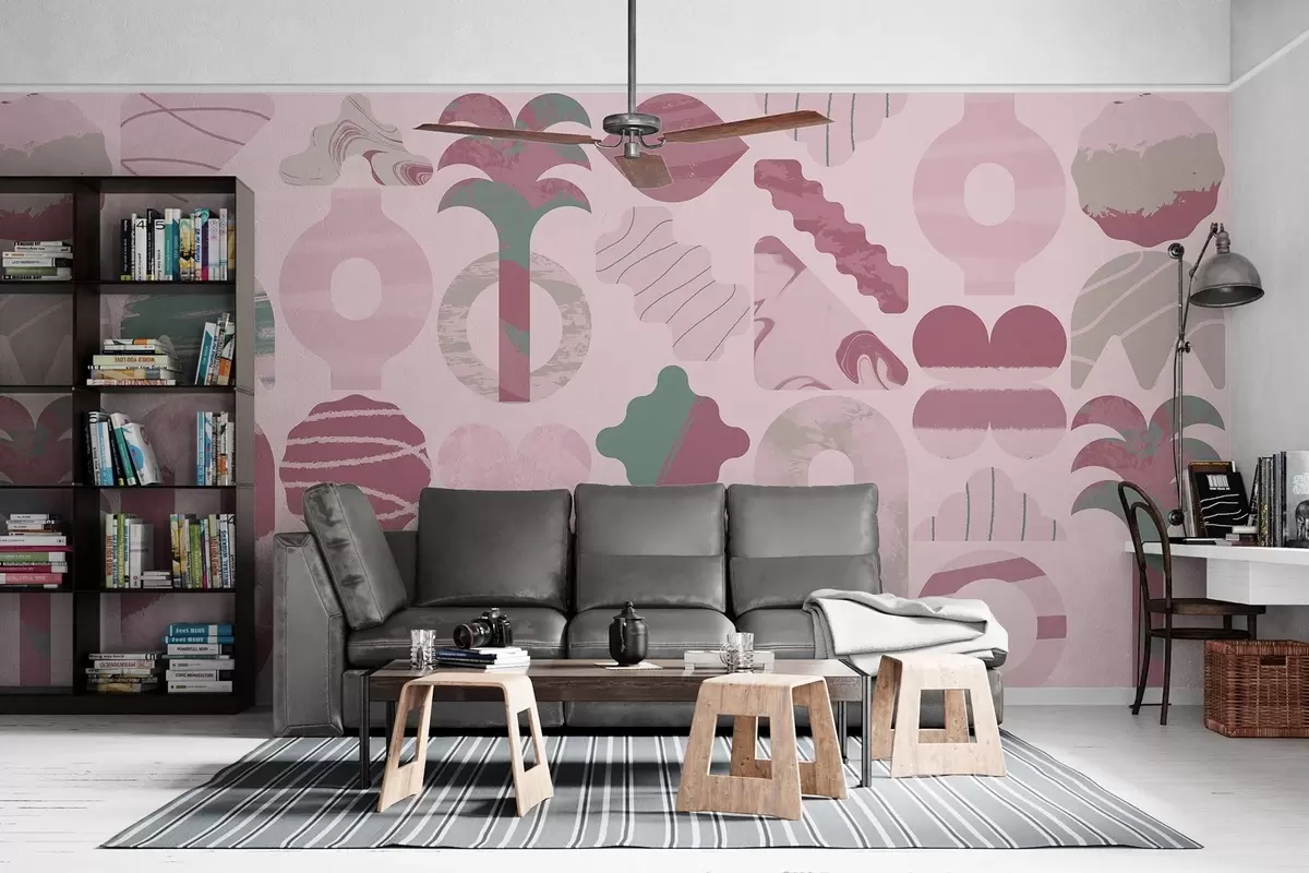 Murales de pared varias formas interesantes, geometría moderna en colores rosas w02550 murales de pared varias formas interesantes, geometría moderna en colores rosas w02550