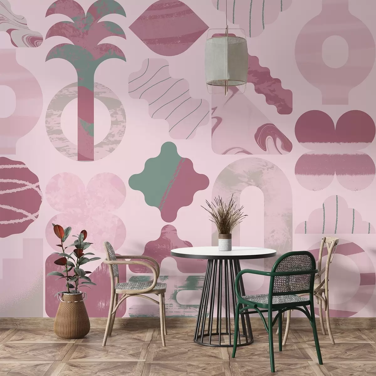 Murales de pared varias formas interesantes, geometría moderna en colores rosas w02550 murales de pared varias formas interesantes, geometría moderna en colores rosas w02550