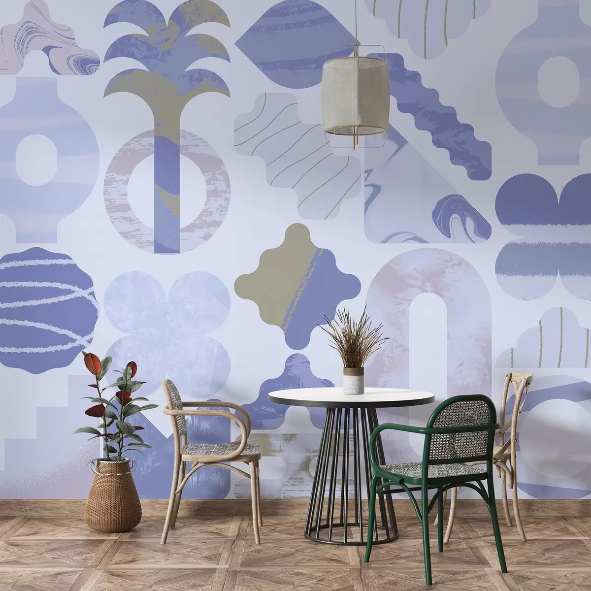 Murales de pared varias formas interesantes, geometría moderna en tonos azules w02550v1 murales de pared varias formas interesantes, geometría moderna en tonos azules w02550v1