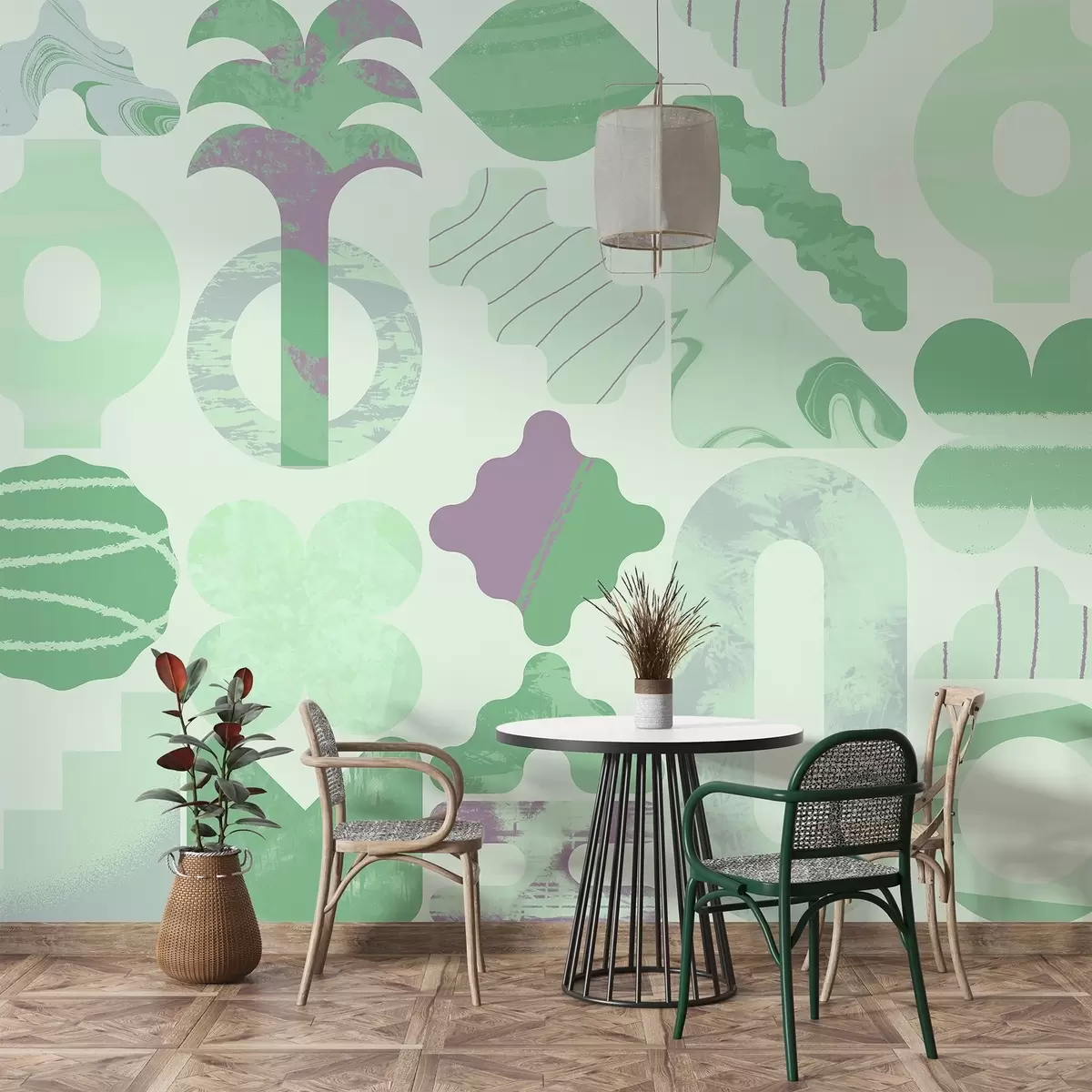 Murales de pared varias formas interesantes, geometría moderna en colores verdes w02550v2 murales de pared varias formas interesantes, geometría moderna en colores verdes w02550v2