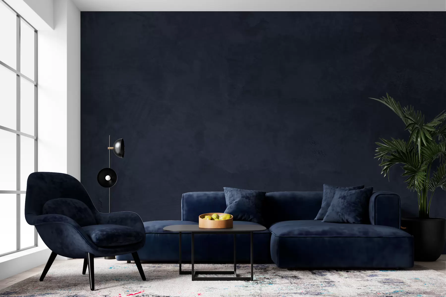 murales de pared Fondo azul con efecto de muro de hormigón w02553v2