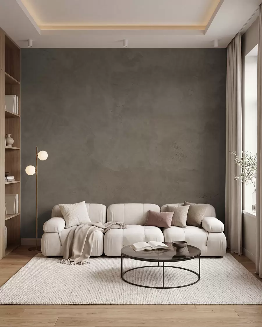 murales de pared Fondo marrón y beige con efecto de muro de hormigón w02553v3