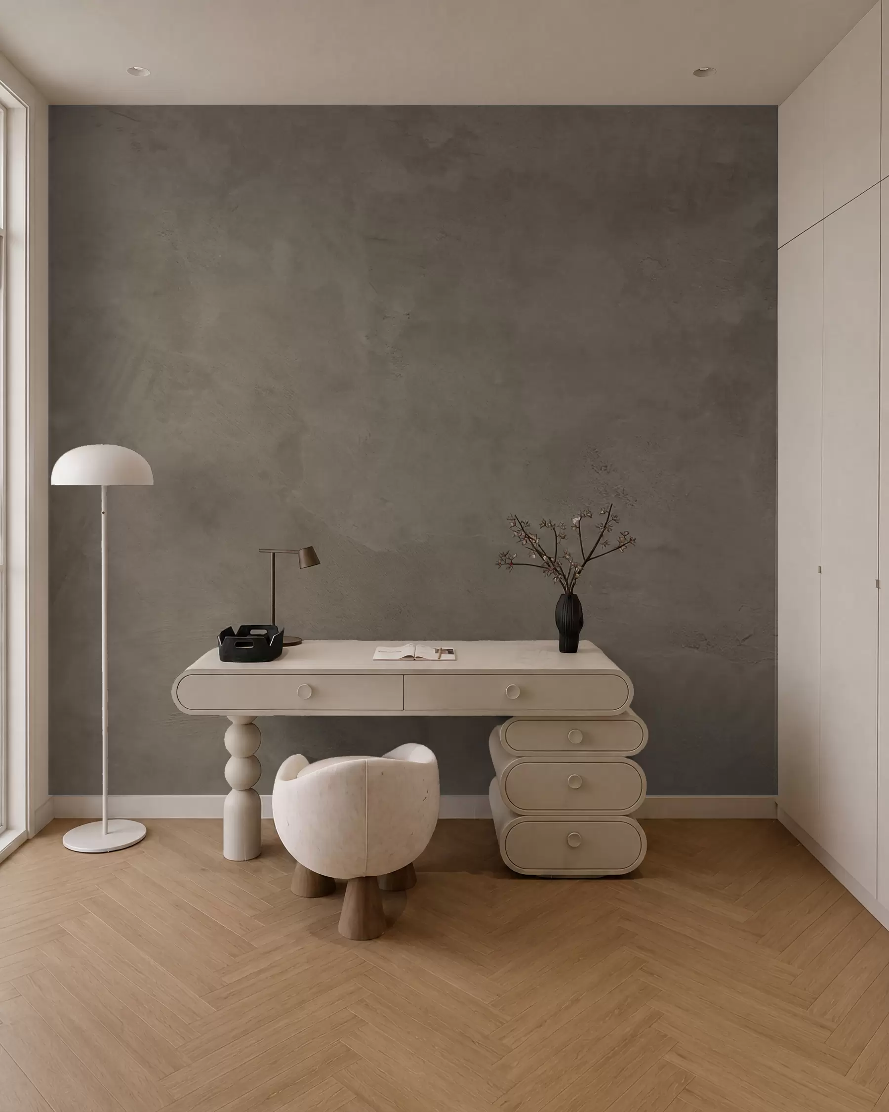 murales de pared Fondo marrón y beige con efecto de muro de hormigón w02553v3