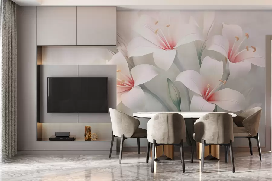 Murales de pared Exquisitos lirios sobre fondo difuminado w02556 murales de pared Exquisitos lirios sobre fondo difuminado w02556