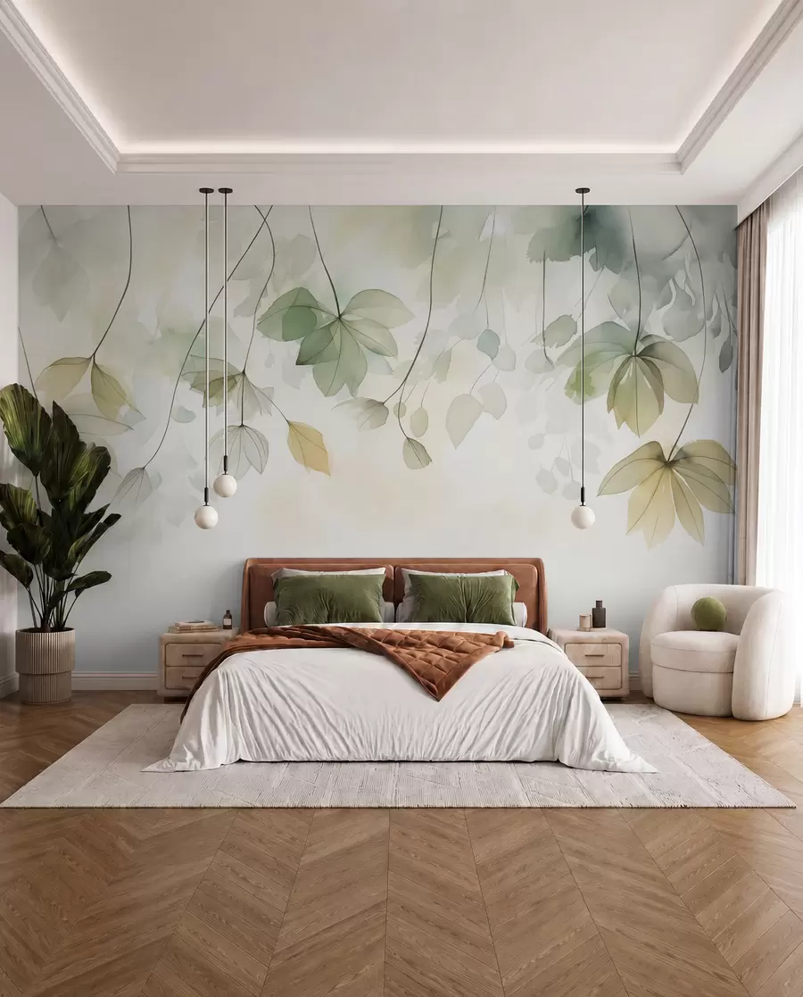 murales de pared Vegetación abstracta imitación acuarela w02637