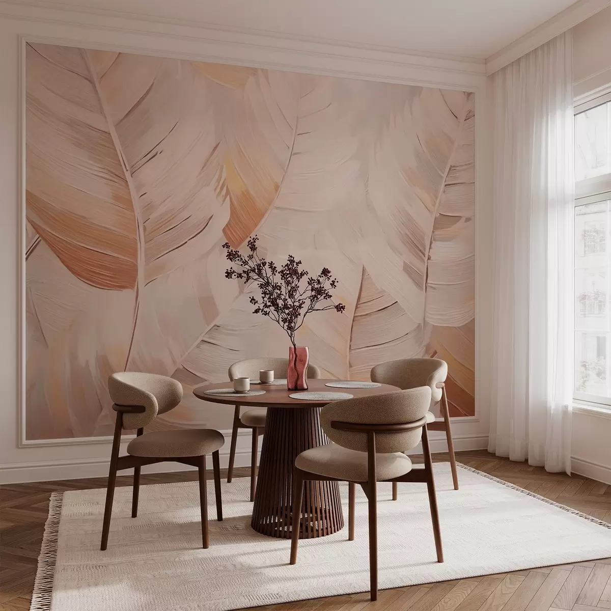 Murales de pared Hojas abstractas de color beige w02576 murales de pared Hojas abstractas de color beige w02576