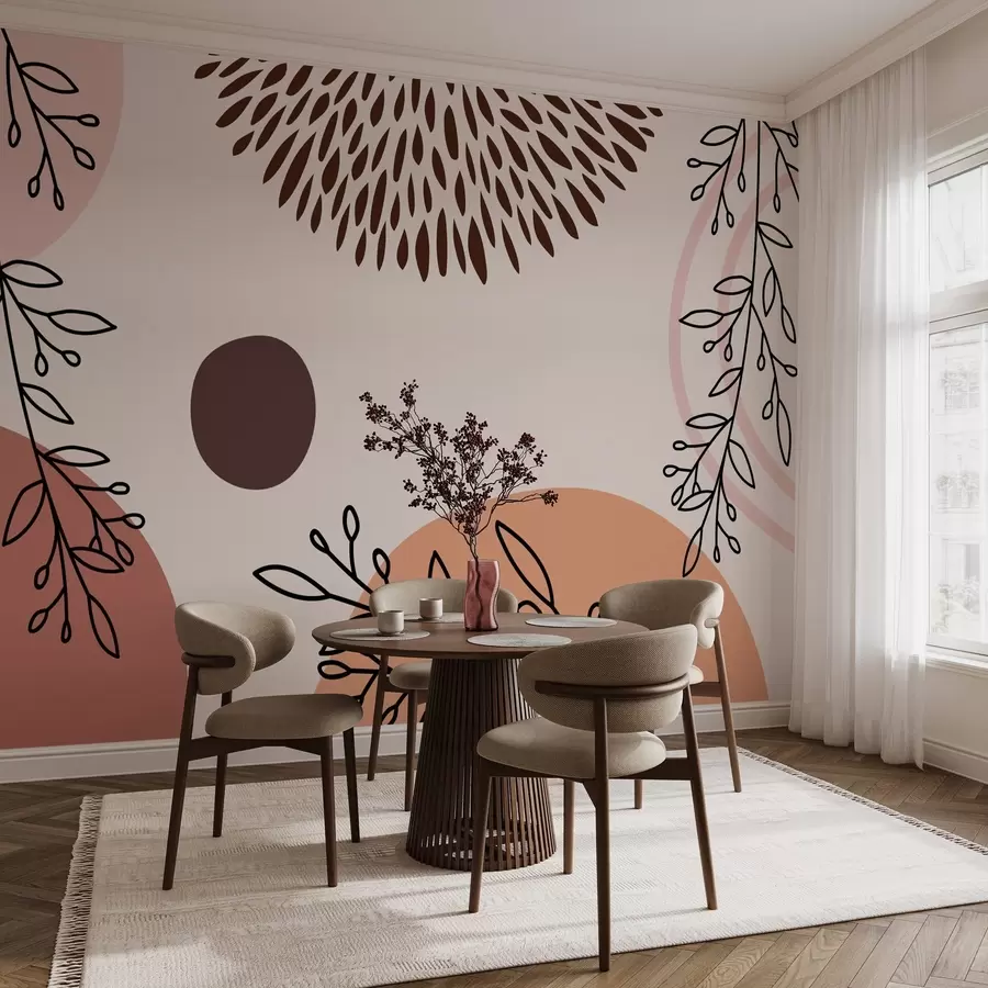 Murales de pared composición abstracta de figuras y ramitas w02662 murales de pared composición abstracta de figuras y ramitas w02662