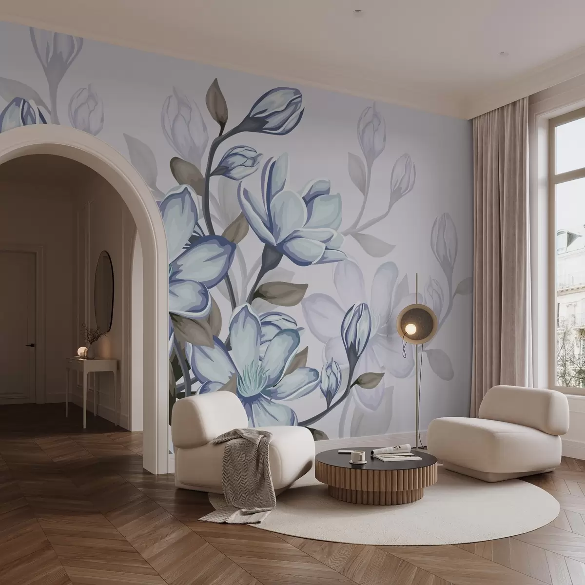 Murales de pared grandes flores azules w02663v1 murales de pared grandes flores azules w02663v1