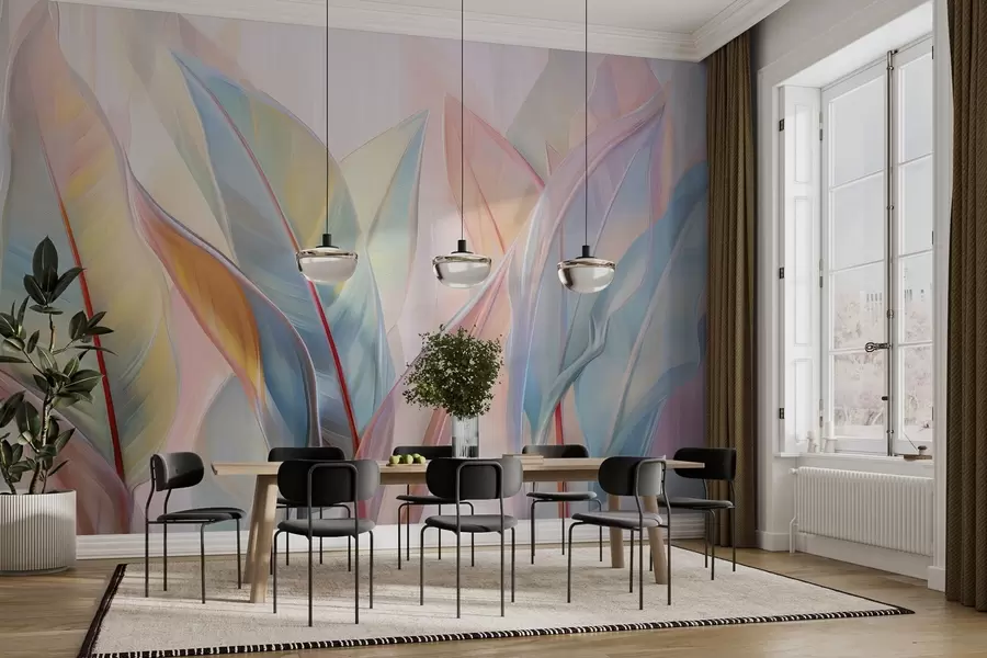 Murales de pared Hojas multicolores estilizadas w02624 murales de pared Hojas multicolores estilizadas w02624