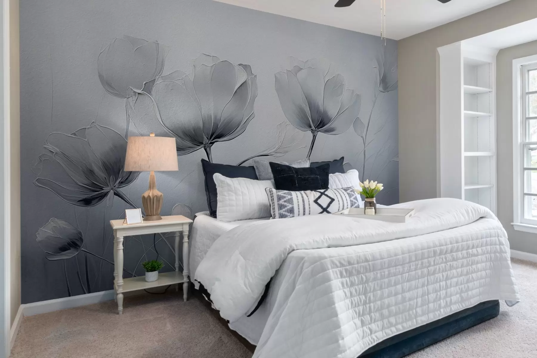 murales de pared Flores en la pared en estilo grunge w02625