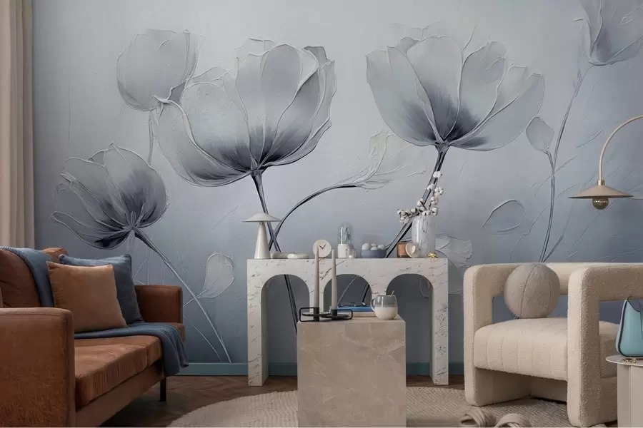 Murales de pared Flores en la pared en estilo grunge w02625 murales de pared Flores en la pared en estilo grunge w02625