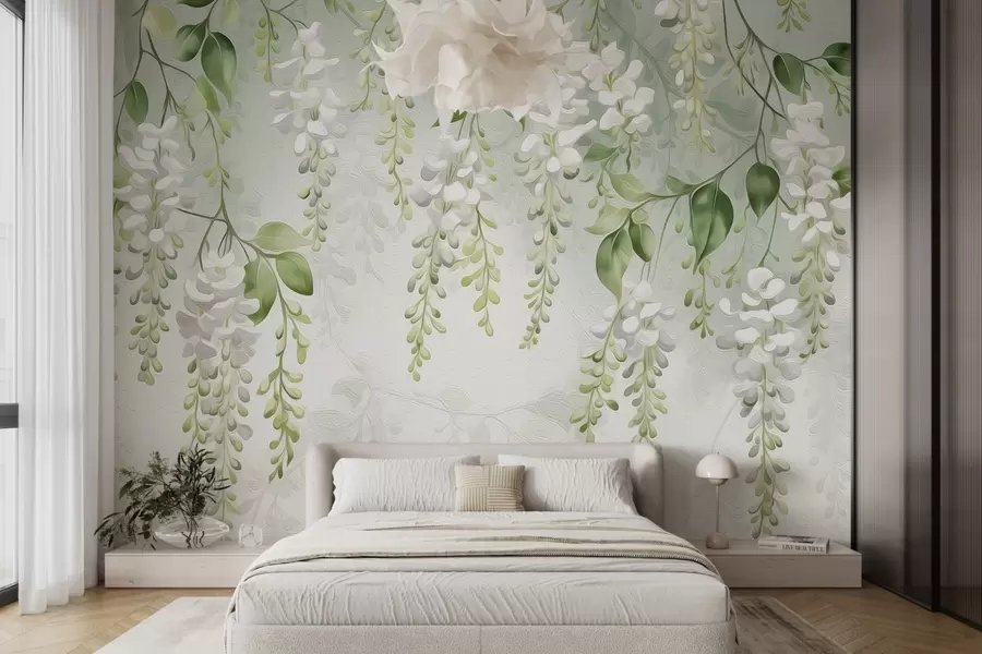 murales de pared Ramas floridas estilizadas y pintadas w02627
